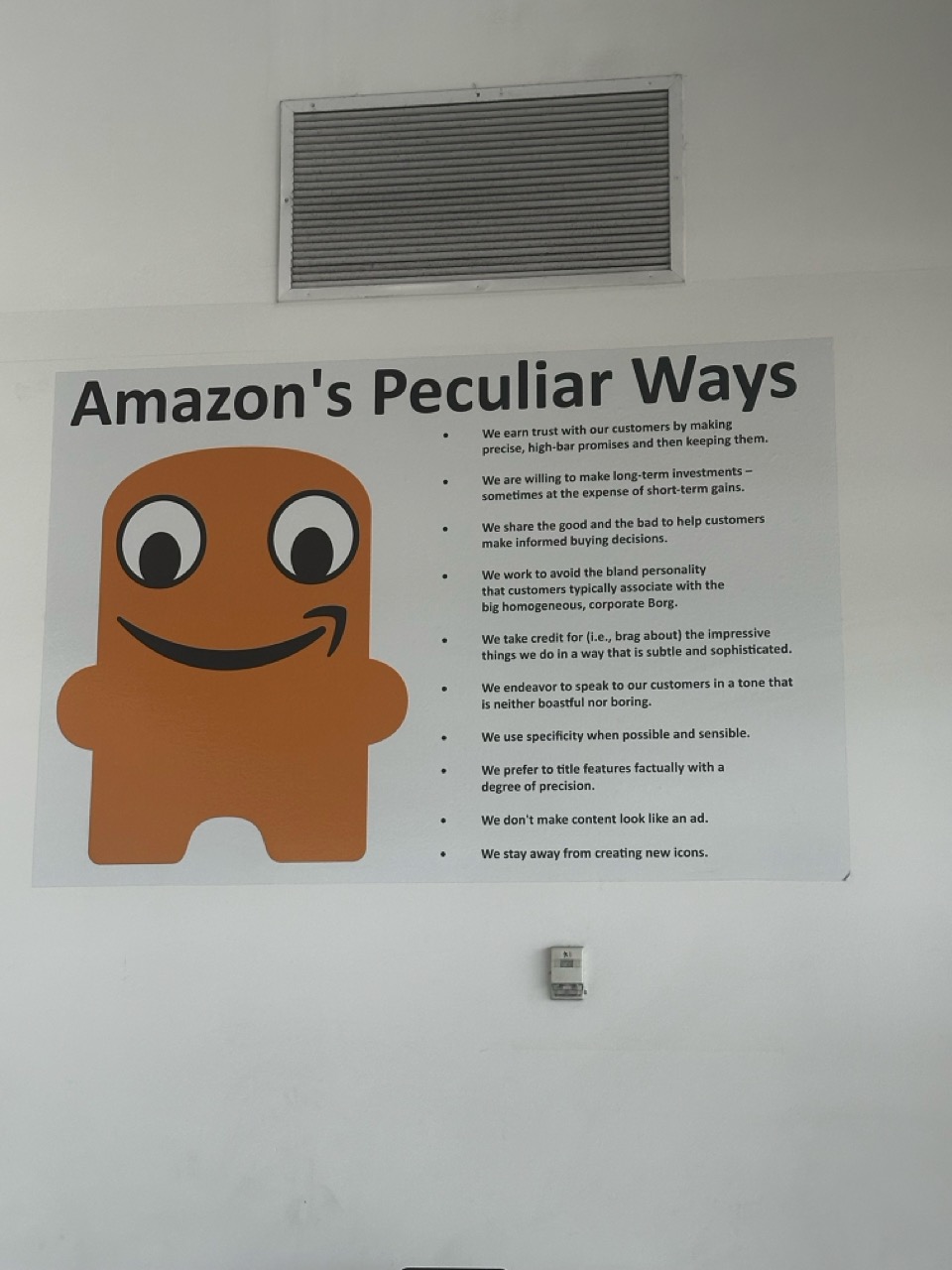 Wall signage inside the Amazon entry area