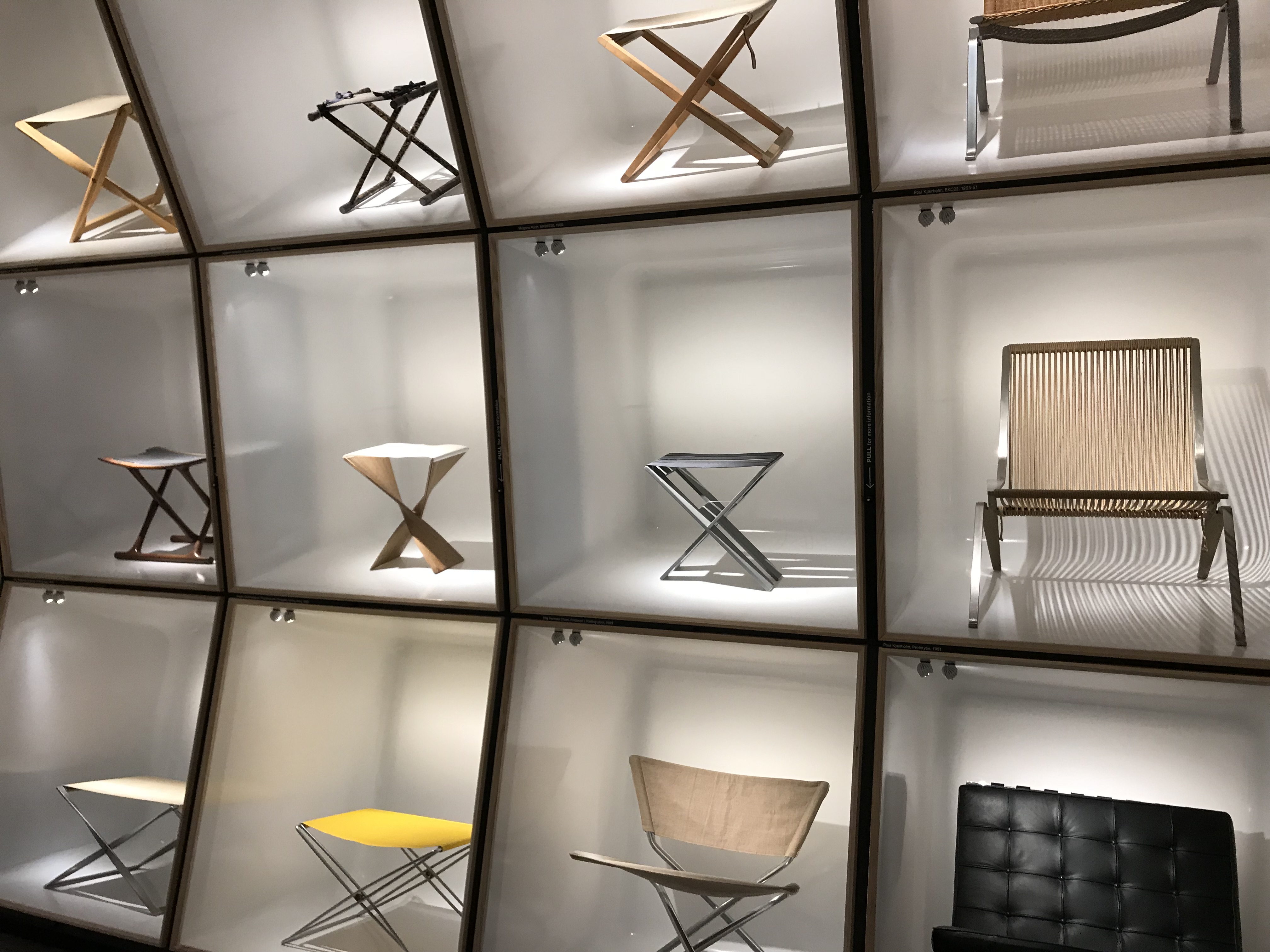 Side view of the chair hall displays