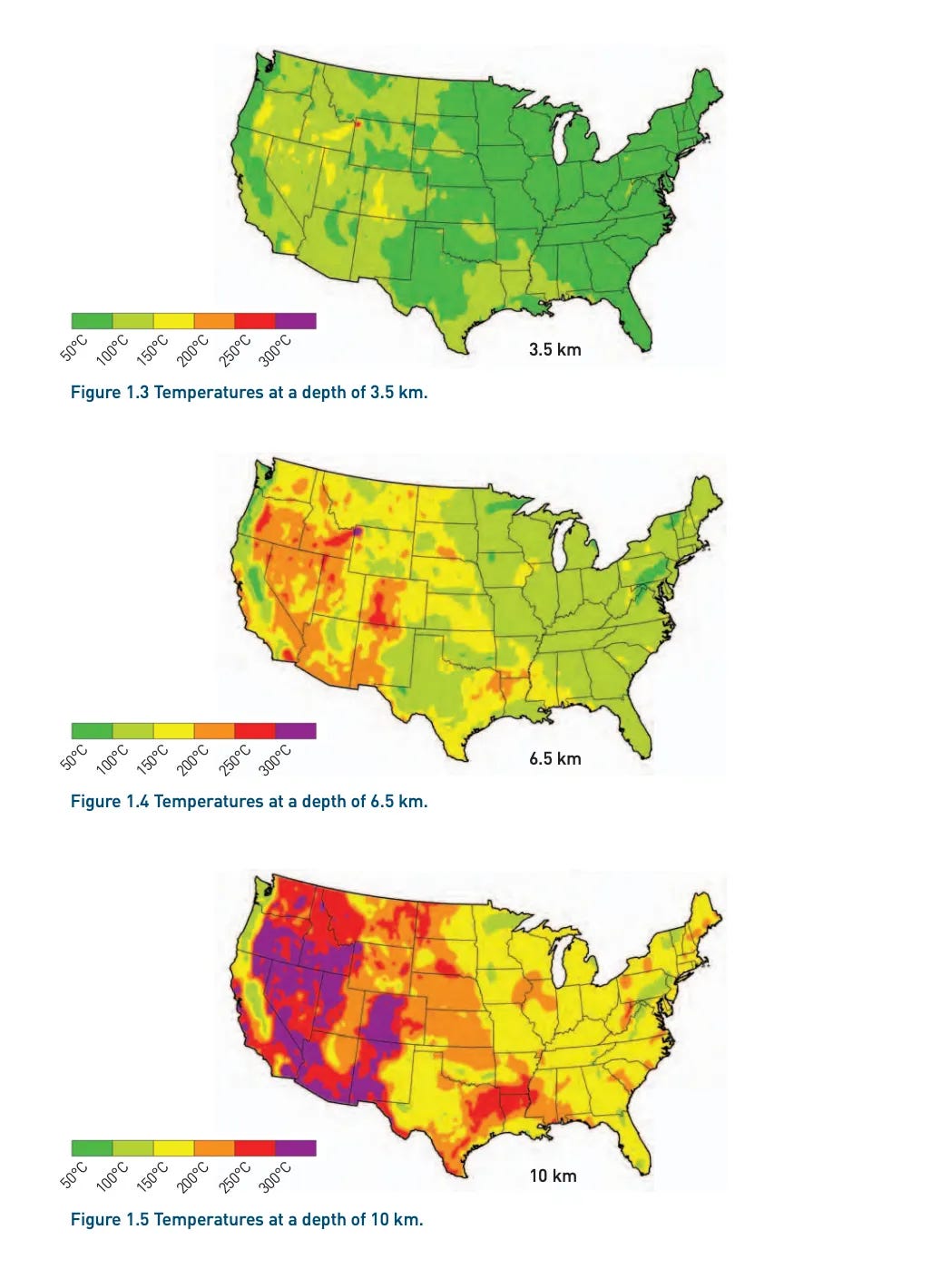 Heat-depth map showing geothermal resource availability