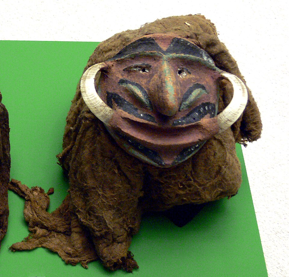 Ceremonial mask from Malakula, Vanuatu, made in part with spider silk